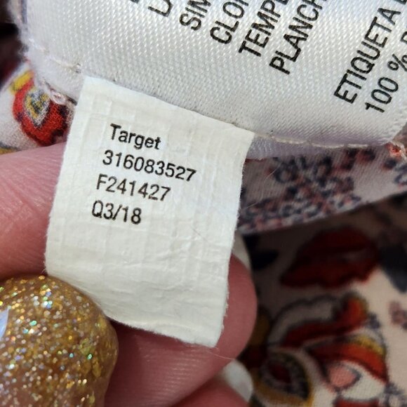 Knox Rose Peasant Blouse Womens M Boho Floral Keyhole Tassel Flowy Prairie - Picture 9 of 9